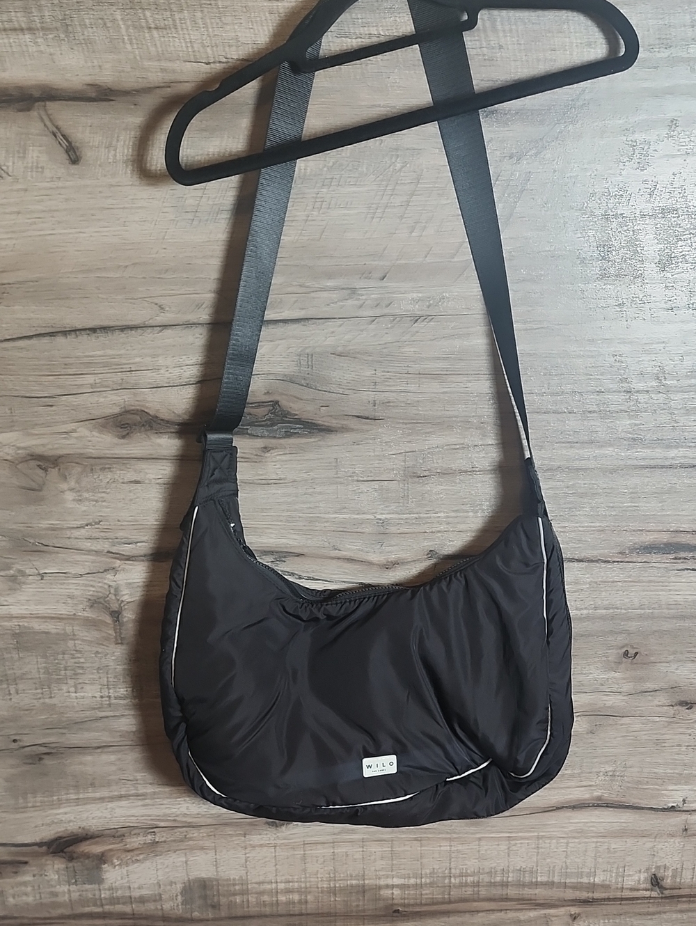 Wilo The Label Puffer Crescent Hobo Bag in Black